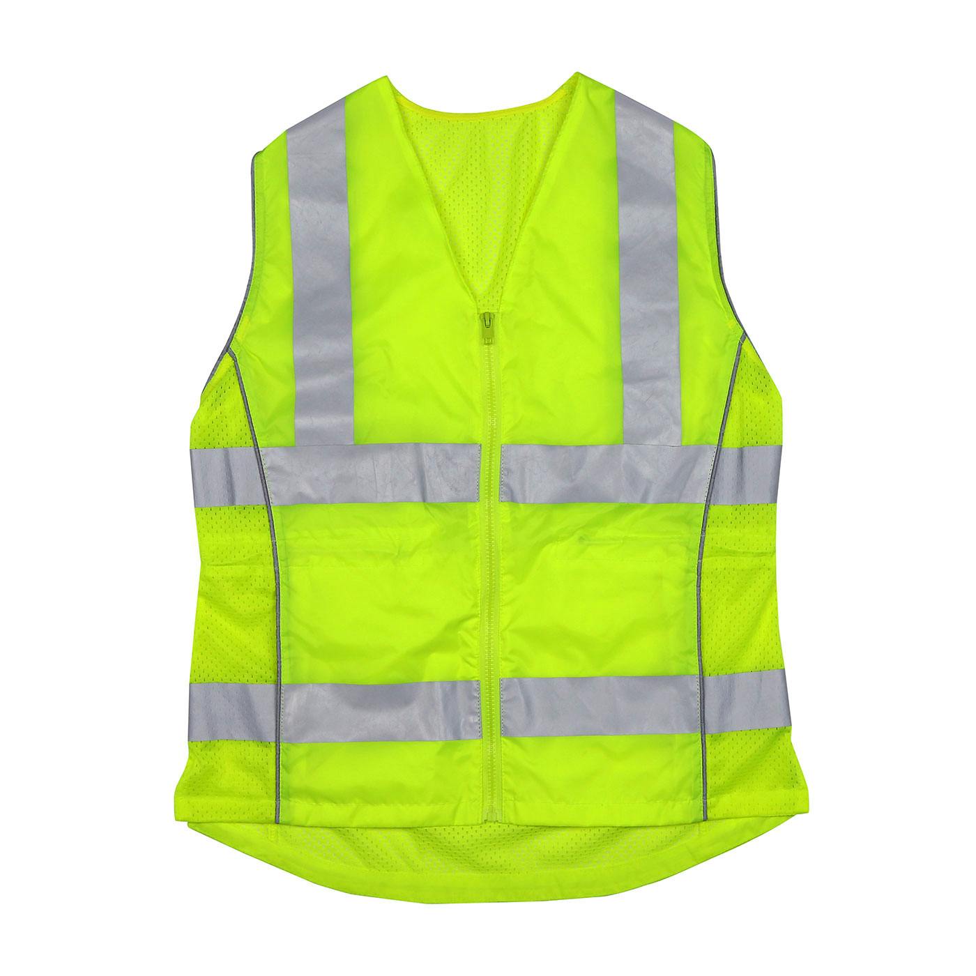 ANSI Type R Class 2 Women's Contoured Vest with Solid Front, Mesh Back and Adjustable Waist, Hi-Vis Yellow (302-0312)