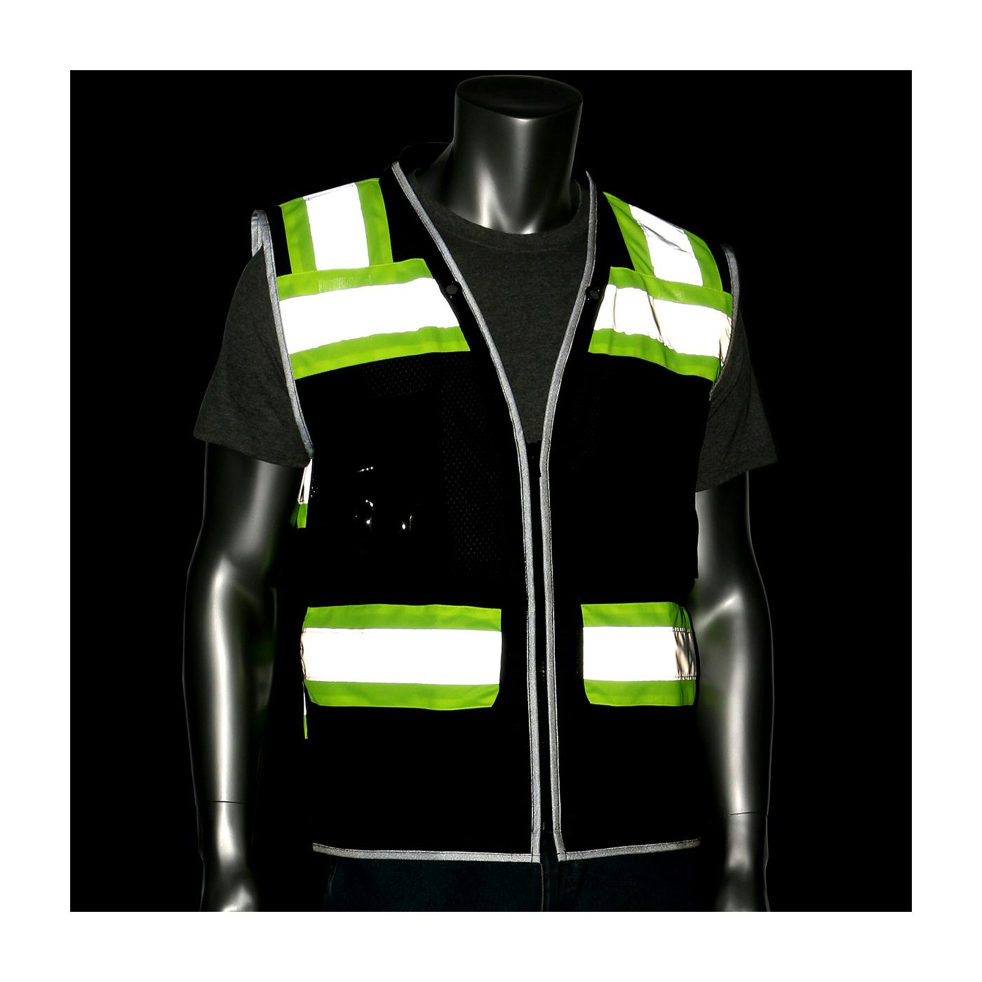 ANSI Type O Class 1 Black Two-Tone Eleven Pocket Tech-Ready Mesh Surveyors Vest, Black (302-0800D-BK)_1