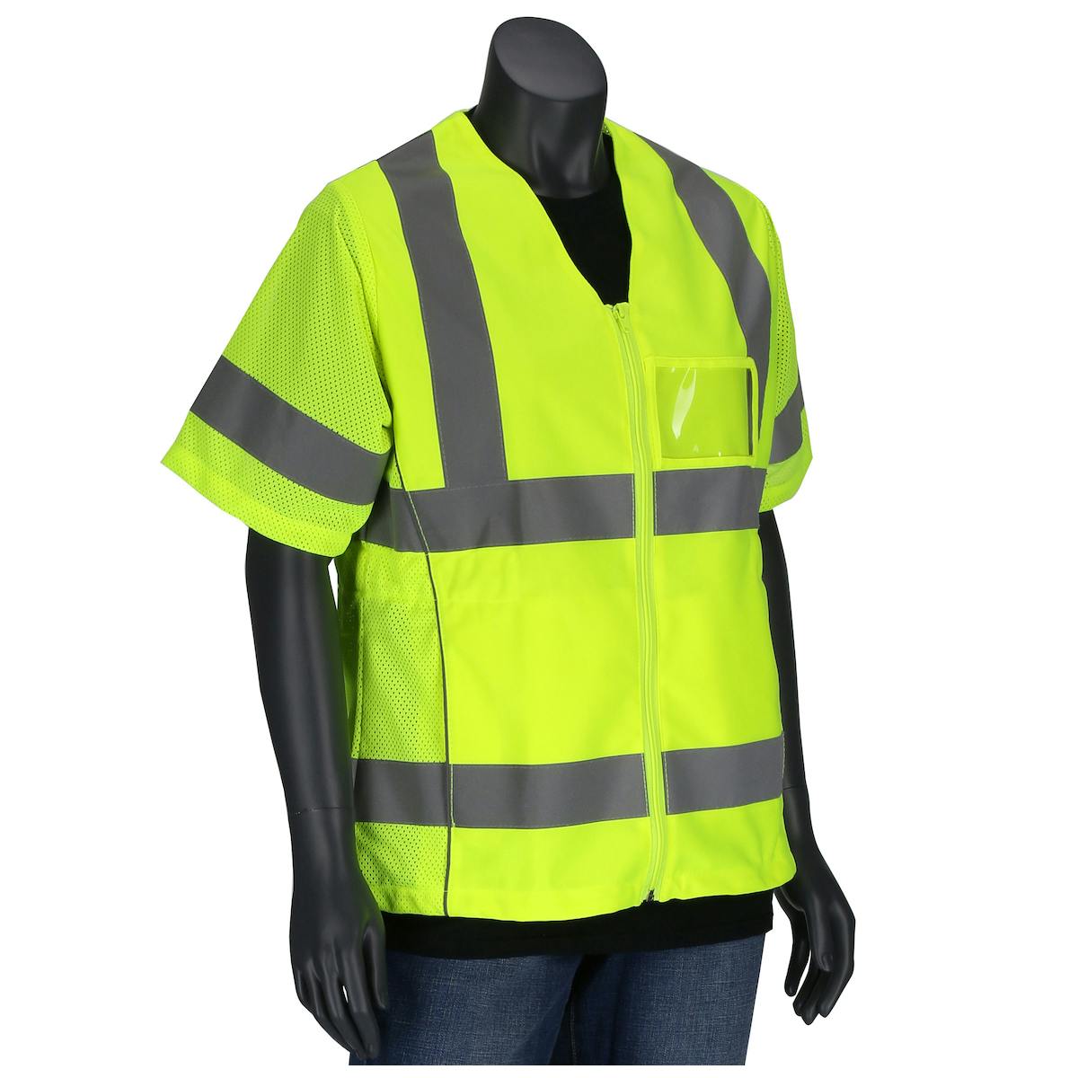 ANSI Type R Class 3 Women's Contoured Vest with Solid Front, Mesh Back and Adjustable Waist, Hi-Vis Yellow (303-0313)_1
