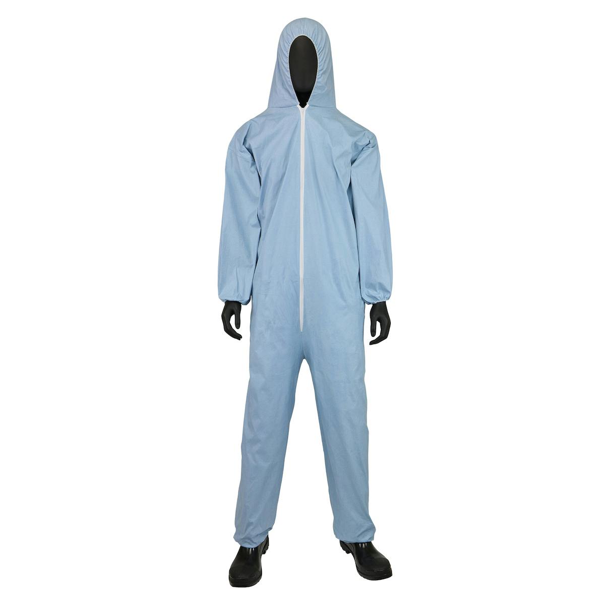 Posi-Wear Flame Resistant Coverall with Hood, Elastic Wrists and Ankles, 80 gsm, Blue (3106)