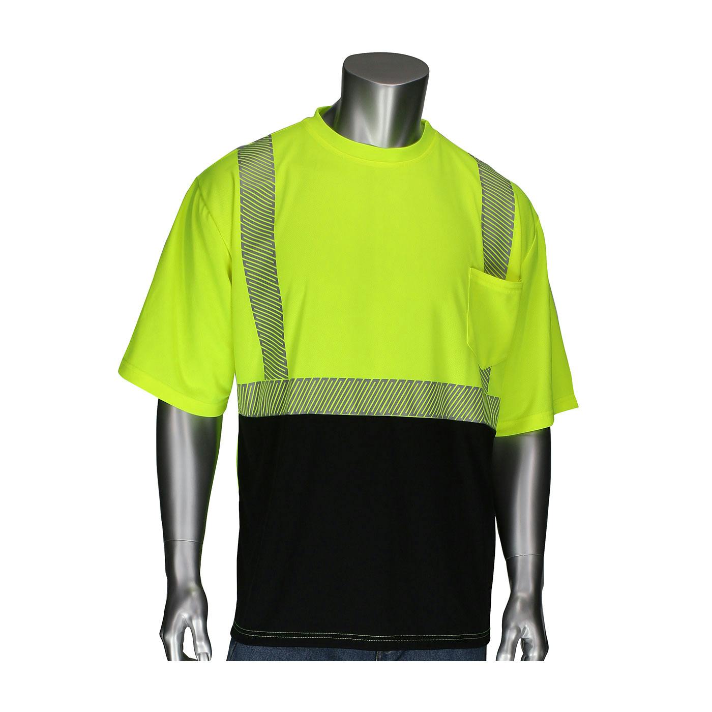 ANSI Type R Class 2 Short Sleeve T-Shirt with Black Bottom Front, Hi-Vis Yellow (312-1275B)_1
