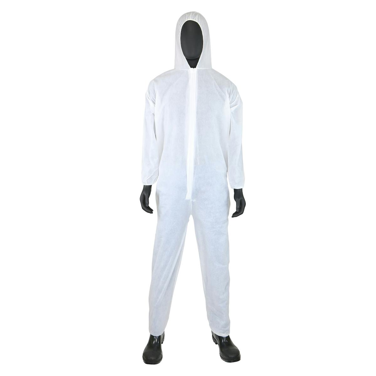 PE Laminate Coverall Hood with Elastic Wrist & Ankle, 47 gsm, White (3406)_0