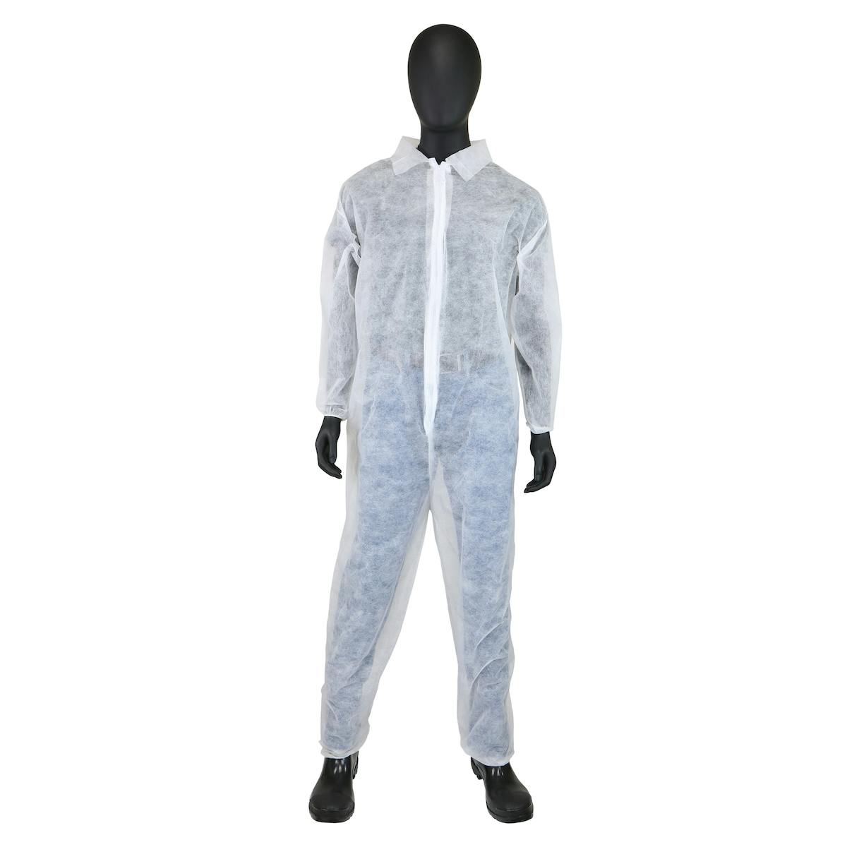 Standard Weight 20GSM SBP Coverall-Elastic Wrist & Ankles, White (3502)
