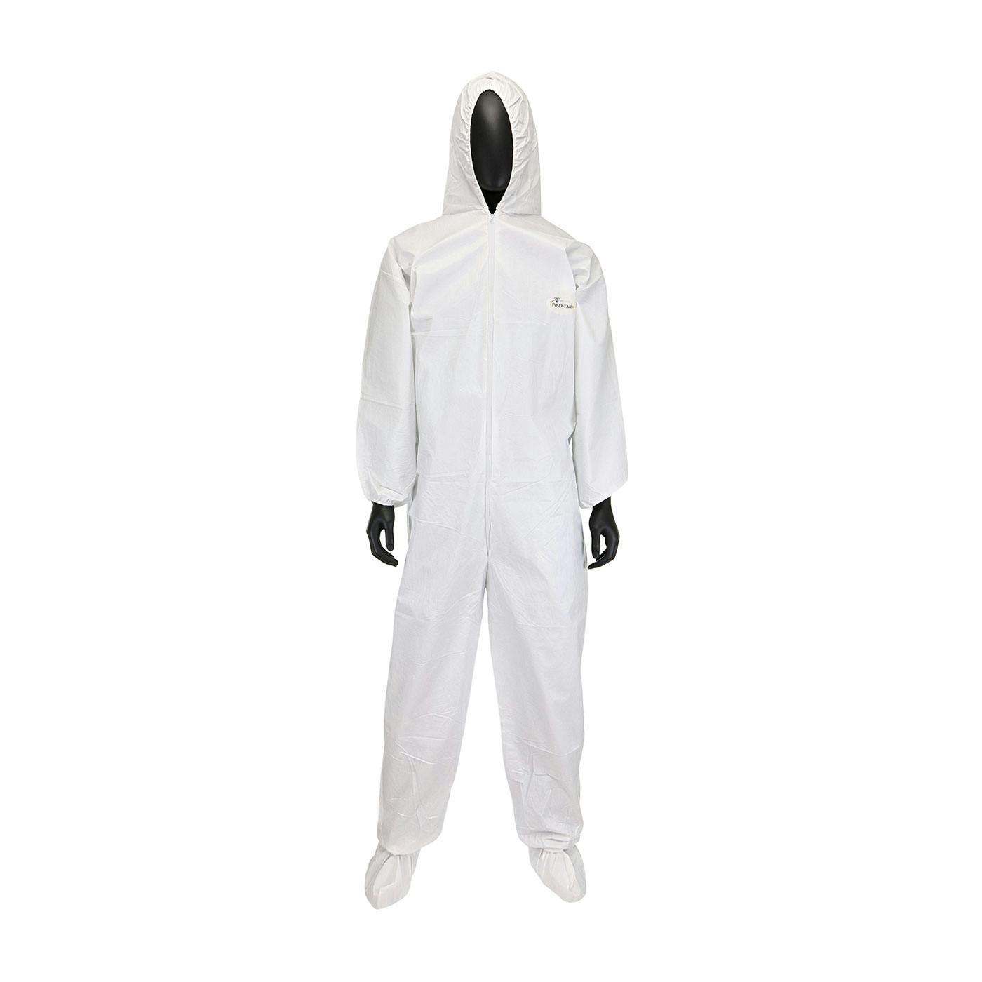 PosiWear BA Coverall With Hood & Boot, 58 gsm, White (3609)