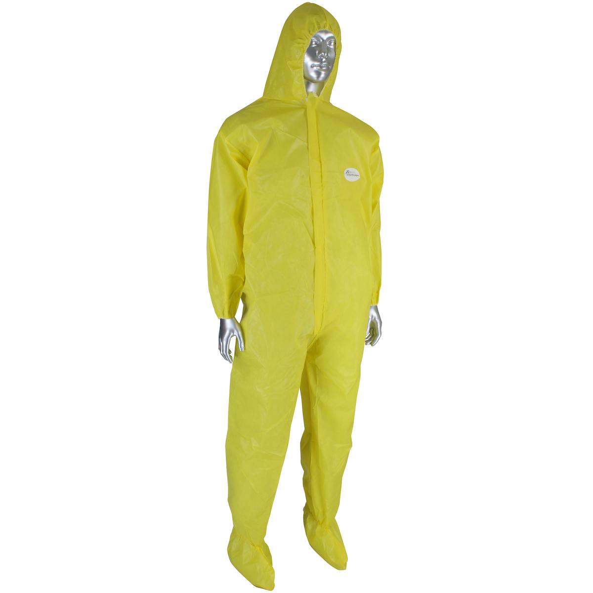 PosiWear UB Plus Coverall with Elastic Wrist & Ankle, Attached Hood & Boot 82 gsm, Yellow (3679B)