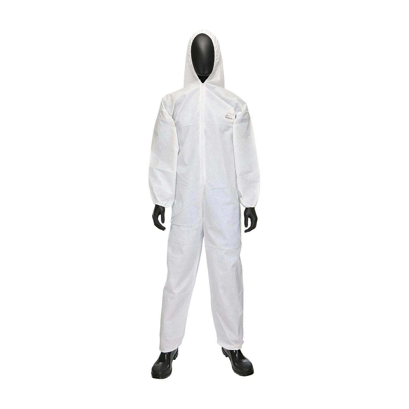 PosiWear UB Coverall with Hood and Elastic Wrist & Ankle 56 gsm, White (3706)