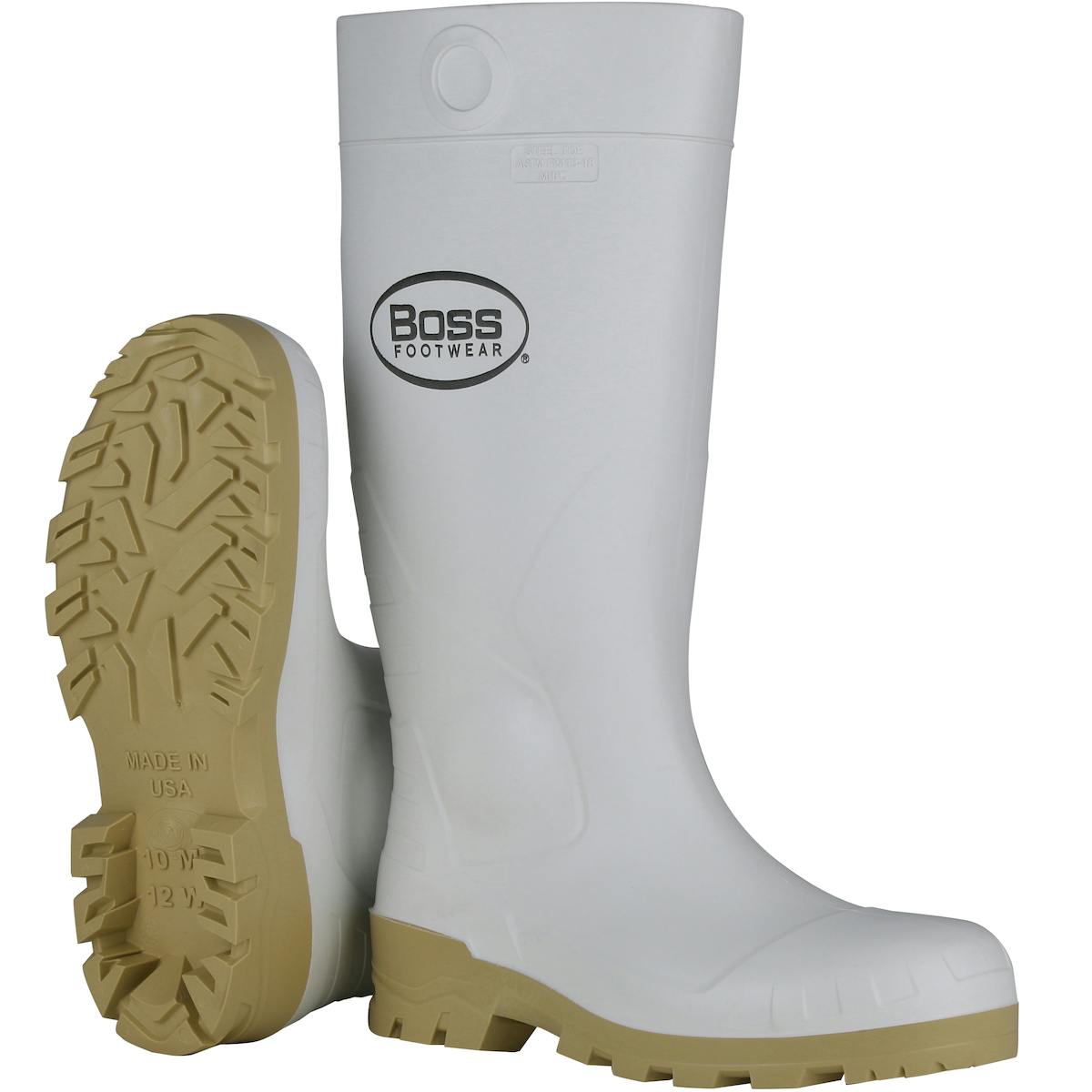 16" White PVC Plain Toe Boot, White (380-900)