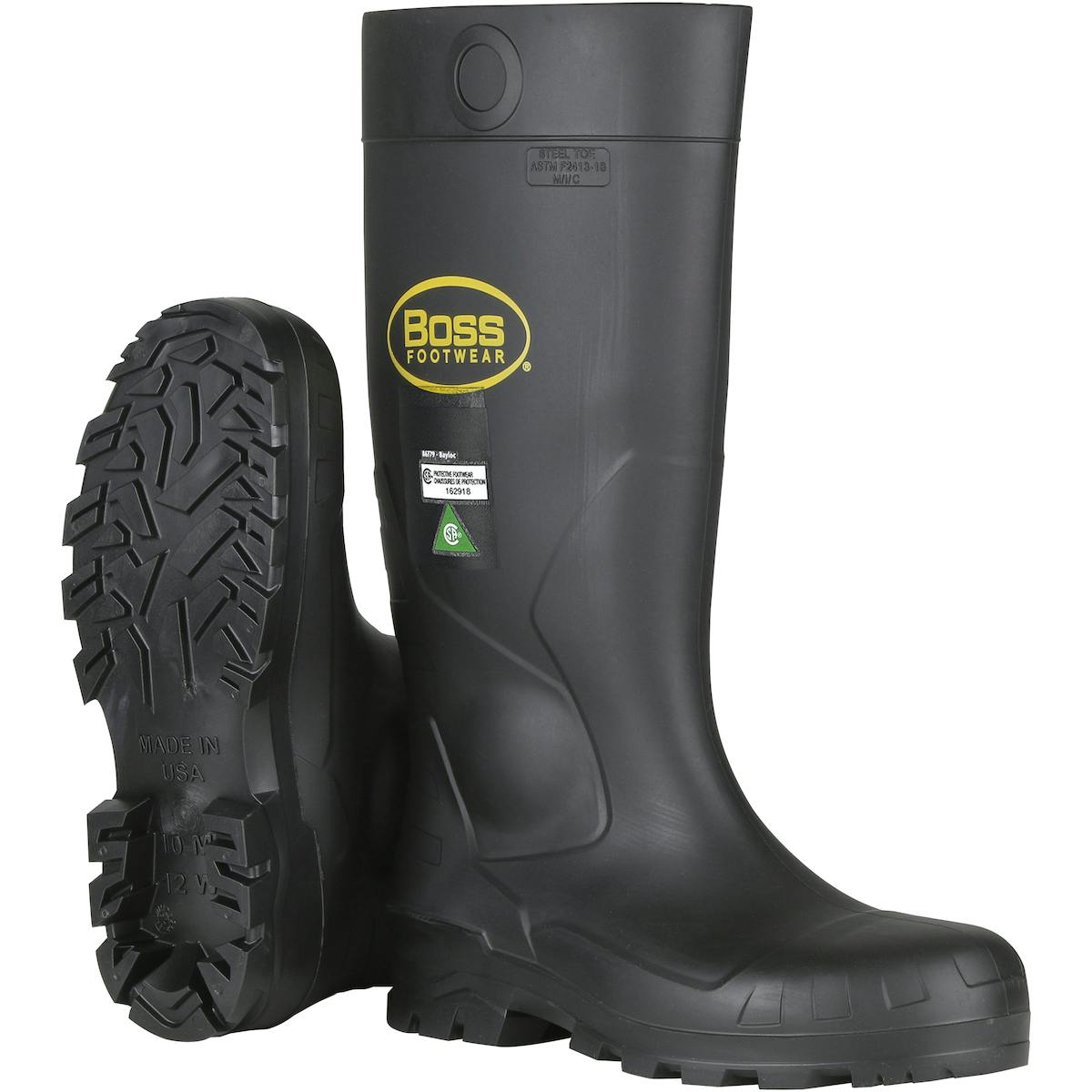 Black PVC Full Safety Steel Toe and Midsole Boot, Black (383-820)