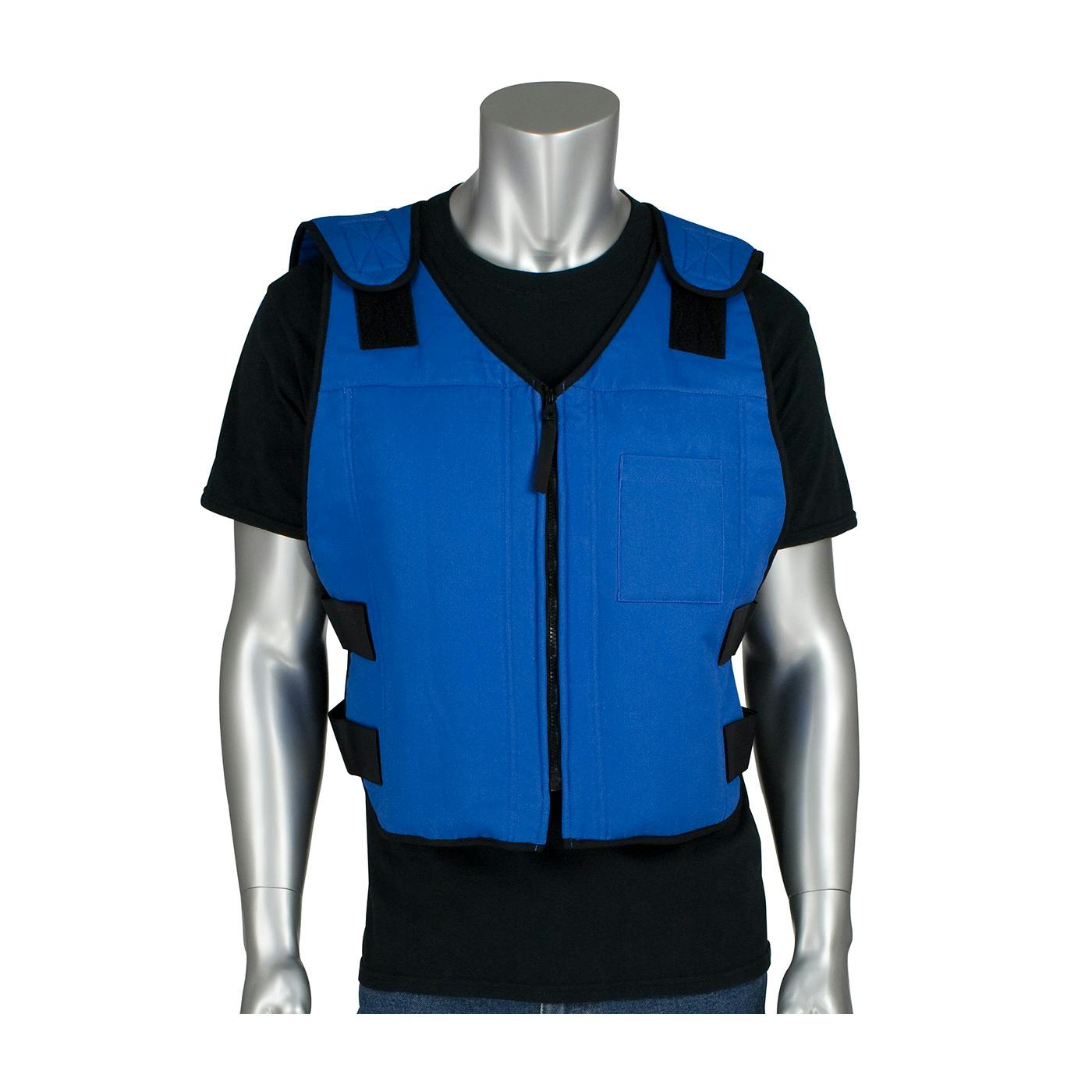 Premium Phase Change Active Fit Cooling Vest with Insulated Cooler Bag, Blue (390-EZSPC)