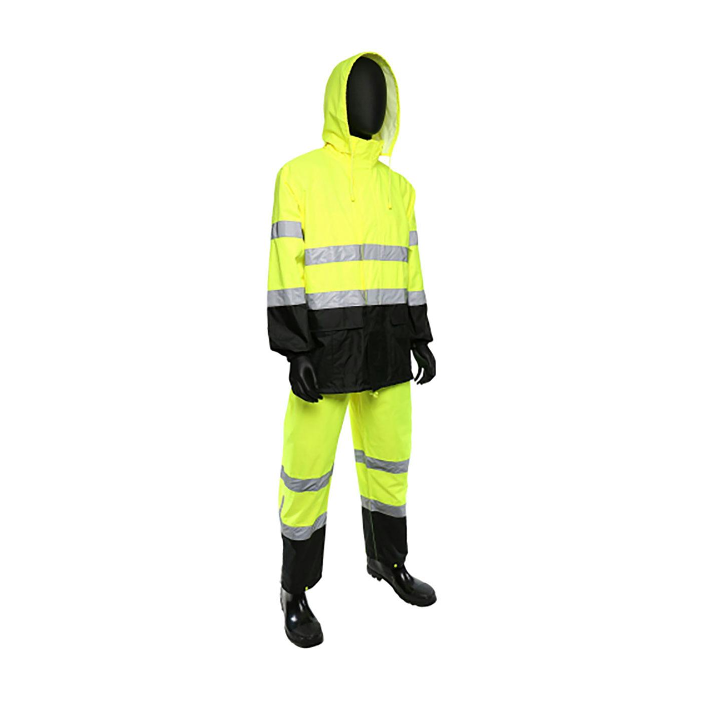 ANSI Type R Class 3 FR Treated Two-Piece Rain Suit with Black Bottom, Hi-Vis Yellow (4530SE)_0