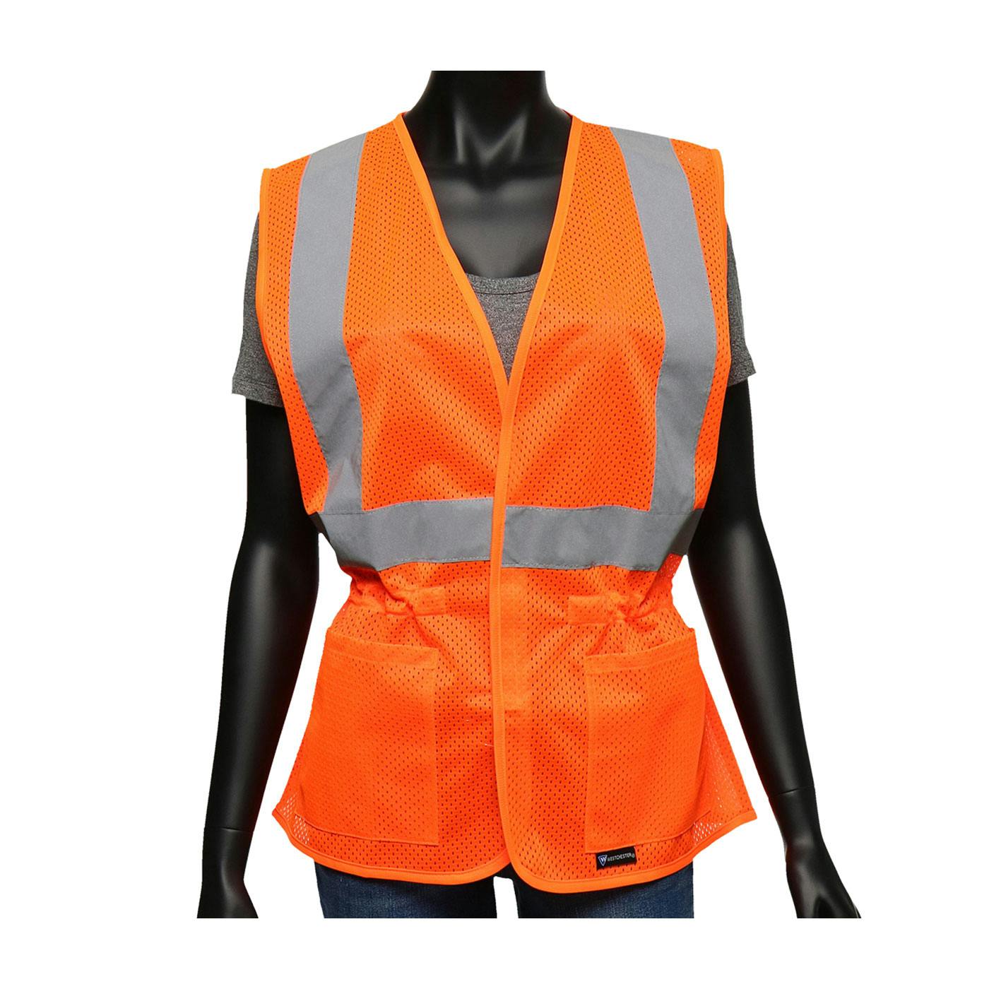 ANSI Type R Class 2 Women's Contoured Mesh Vest with Adjustable Waist, Hi-Vis Orange (47208)_1