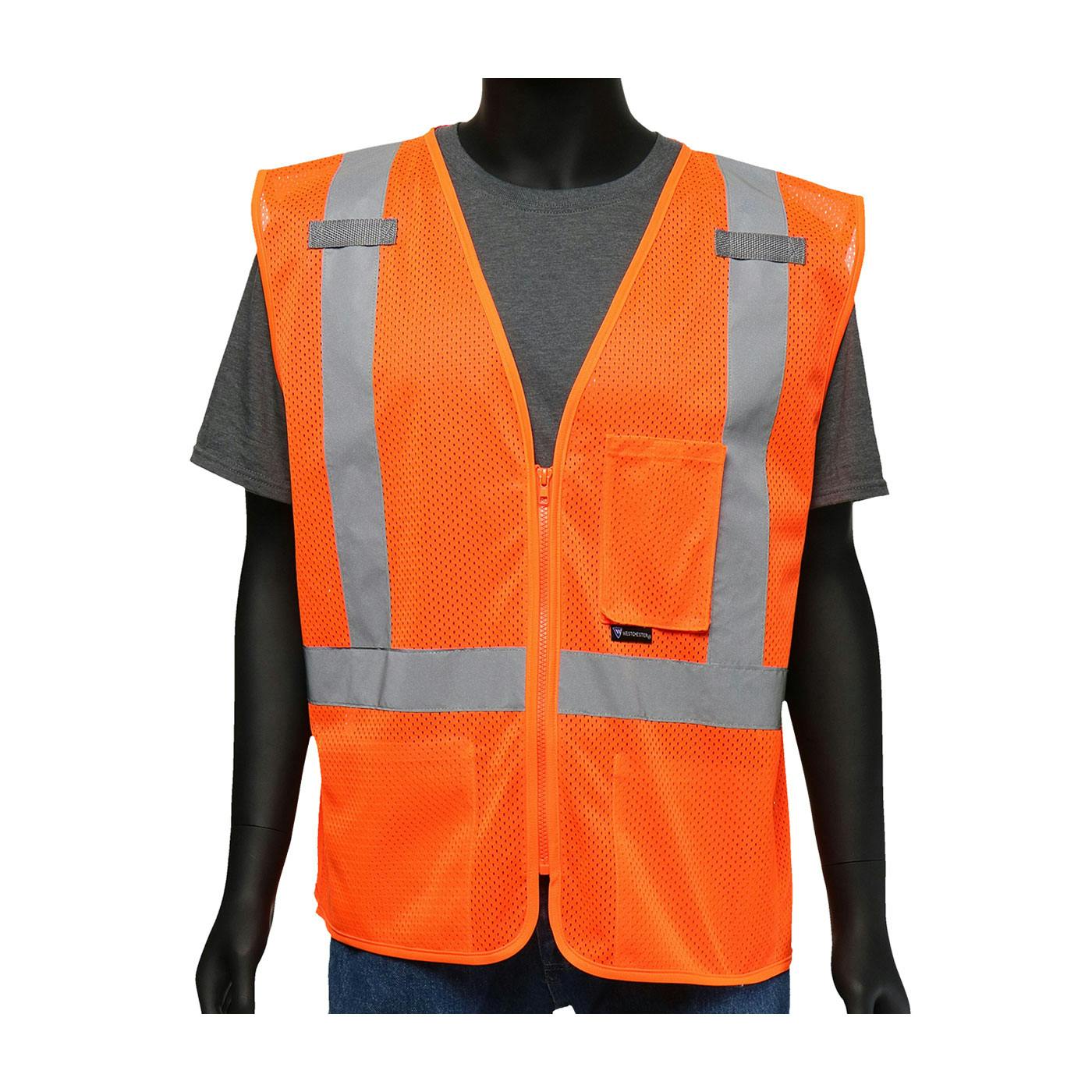 ANSI Type R Class 2 Three Pocket Mesh Vest, Hi-Vis Orange (47210)_1