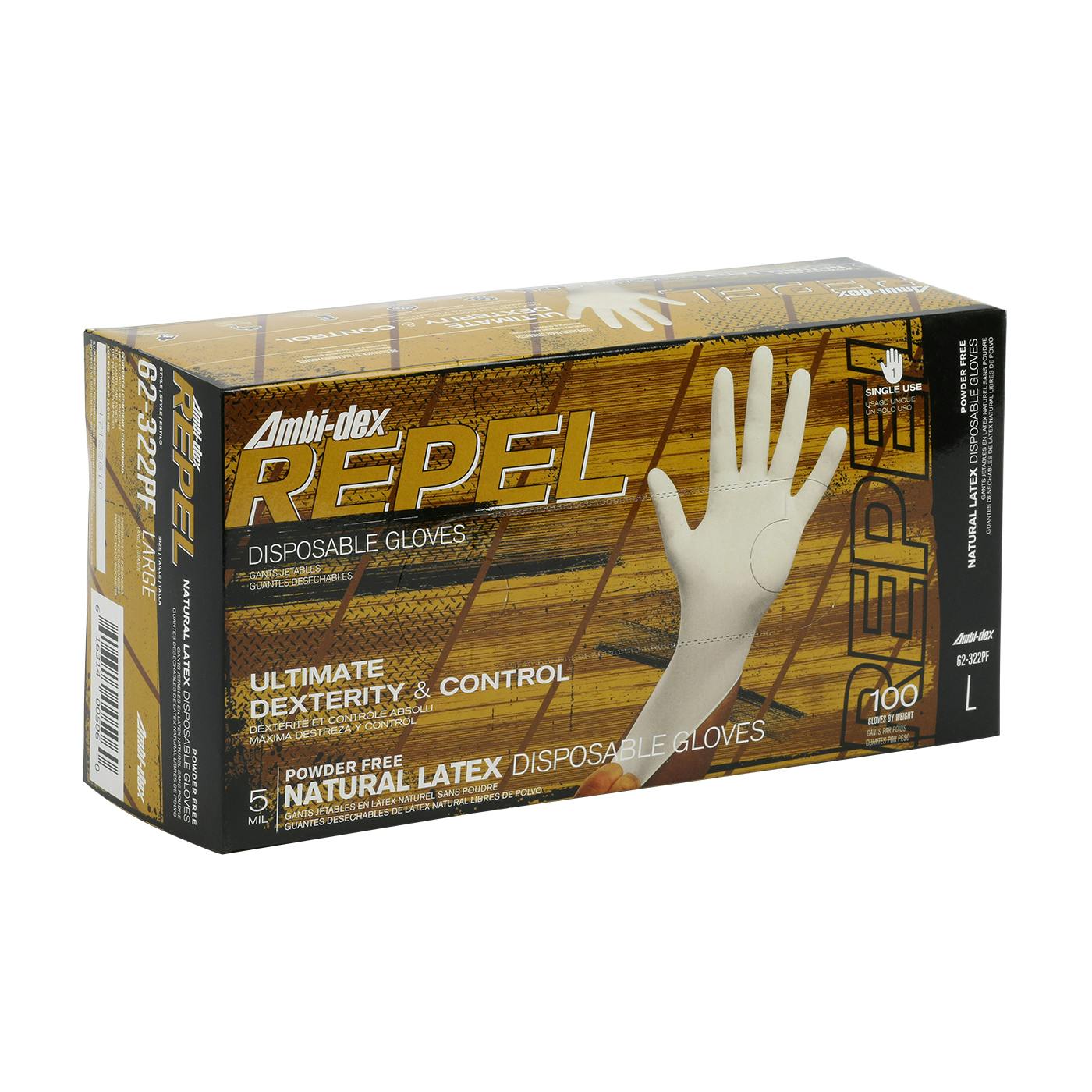 Ambi-dex® Repel Disposable Latex Glove, Powder Free with Textured Grip - 5 mil (62-322PF)
