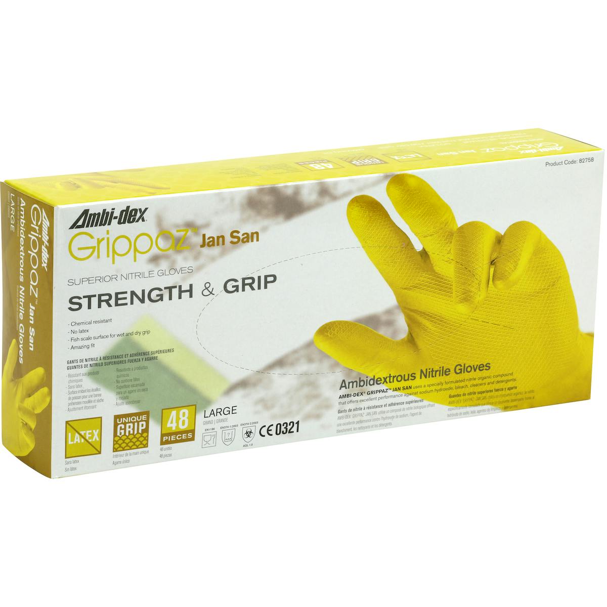 Grippaz™ Jan San Extended Use Ambidextrous Nitrile Glove with Textured Fish Scale Grip - 6 Mil (67-306)_1