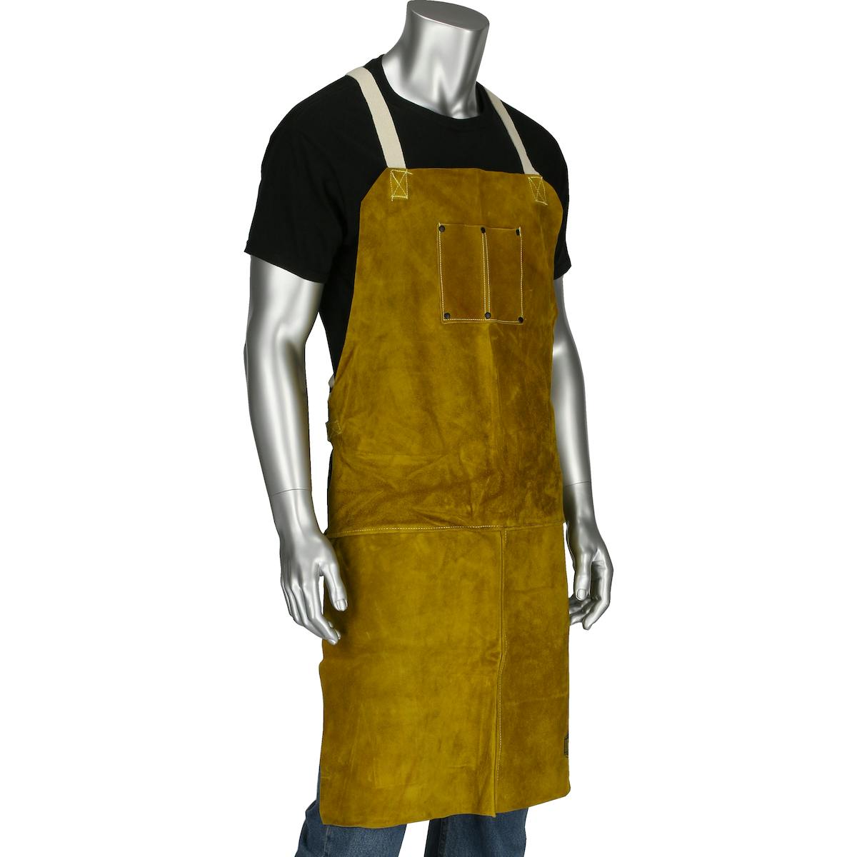 Ironcat® Split Leather Welding Apron, Gold (7010)_1