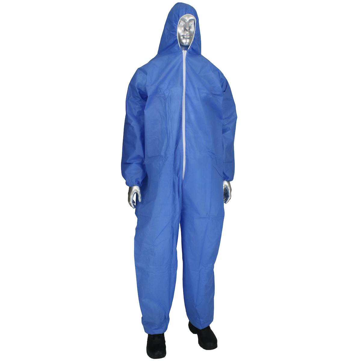 SMS Coverall with Hood Elastic Wrist & Ankle 42 gsm, Blue (BC3856)