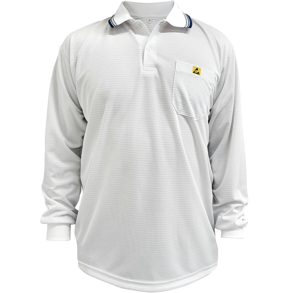 Long Sleeve ESD Polo Shirt, White (BP801LC-WH)