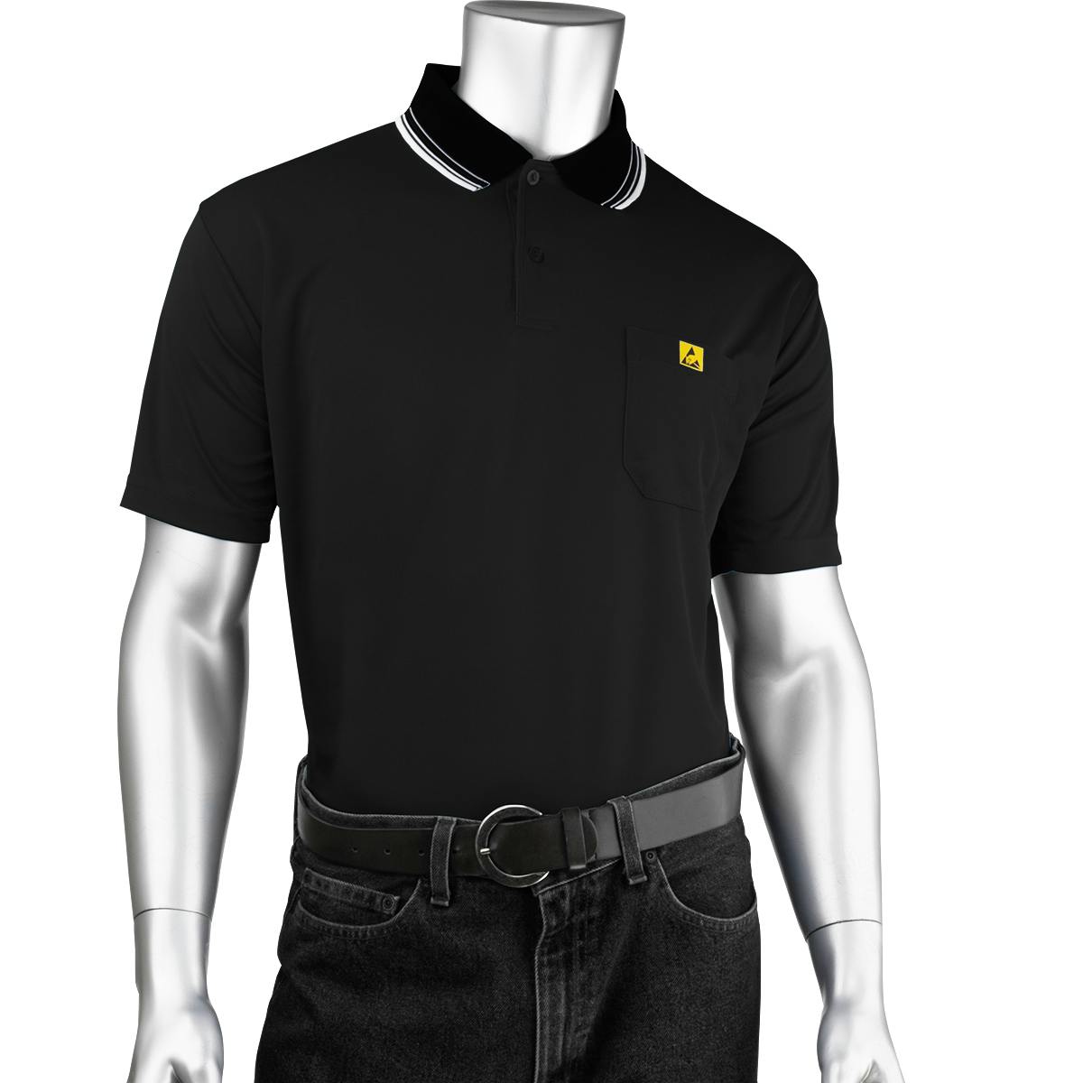 Short Sleeve ESD Polo Shirt, Black (BP801SC-BK)
