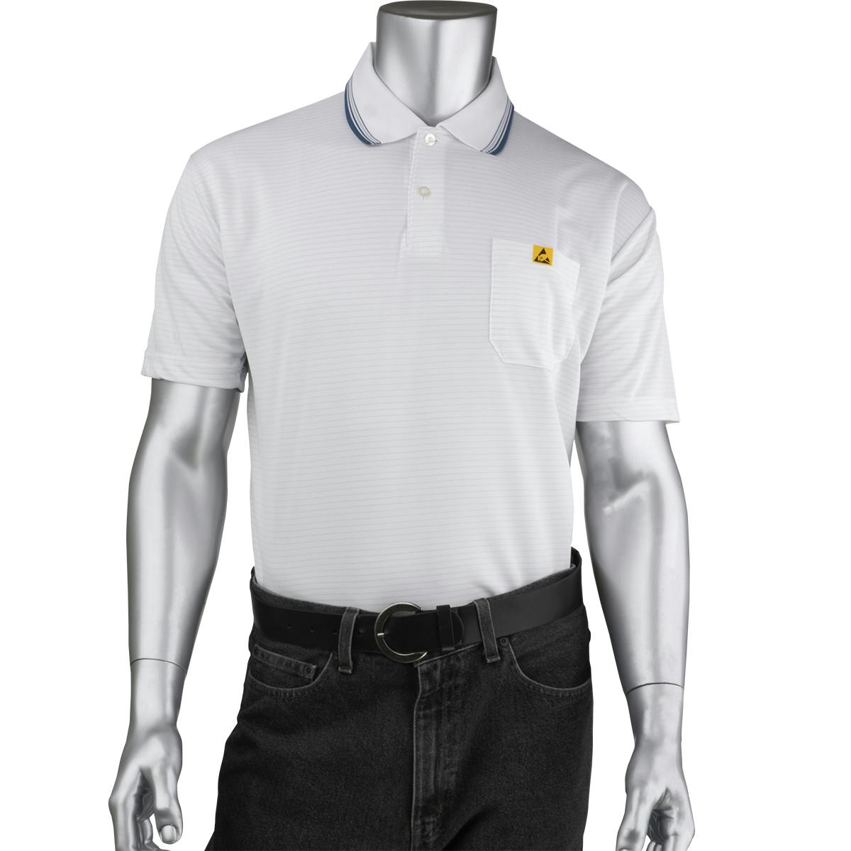 Short Sleeve ESD Polo Shirt, White (BP801SC-WH)