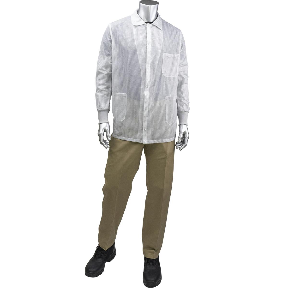 StatStar Short ESD Labcoat - ESD Knit Cuff, White (BR49AC-44WH)