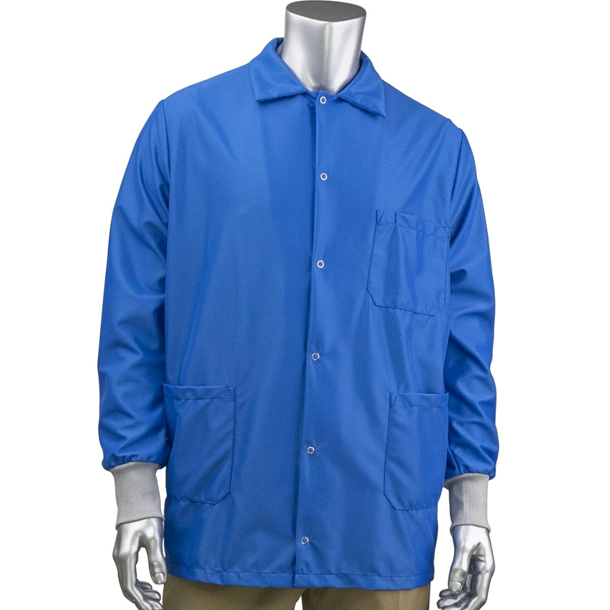 StatMaster Short ESD Labcoat - ESD Knit Cuff, Royal (BR49AC-47RB)