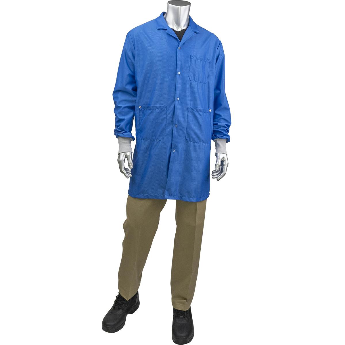 StatMaster Long ESD Labcoat - ESD Knit Cuff, Royal (BR51C-47RB)