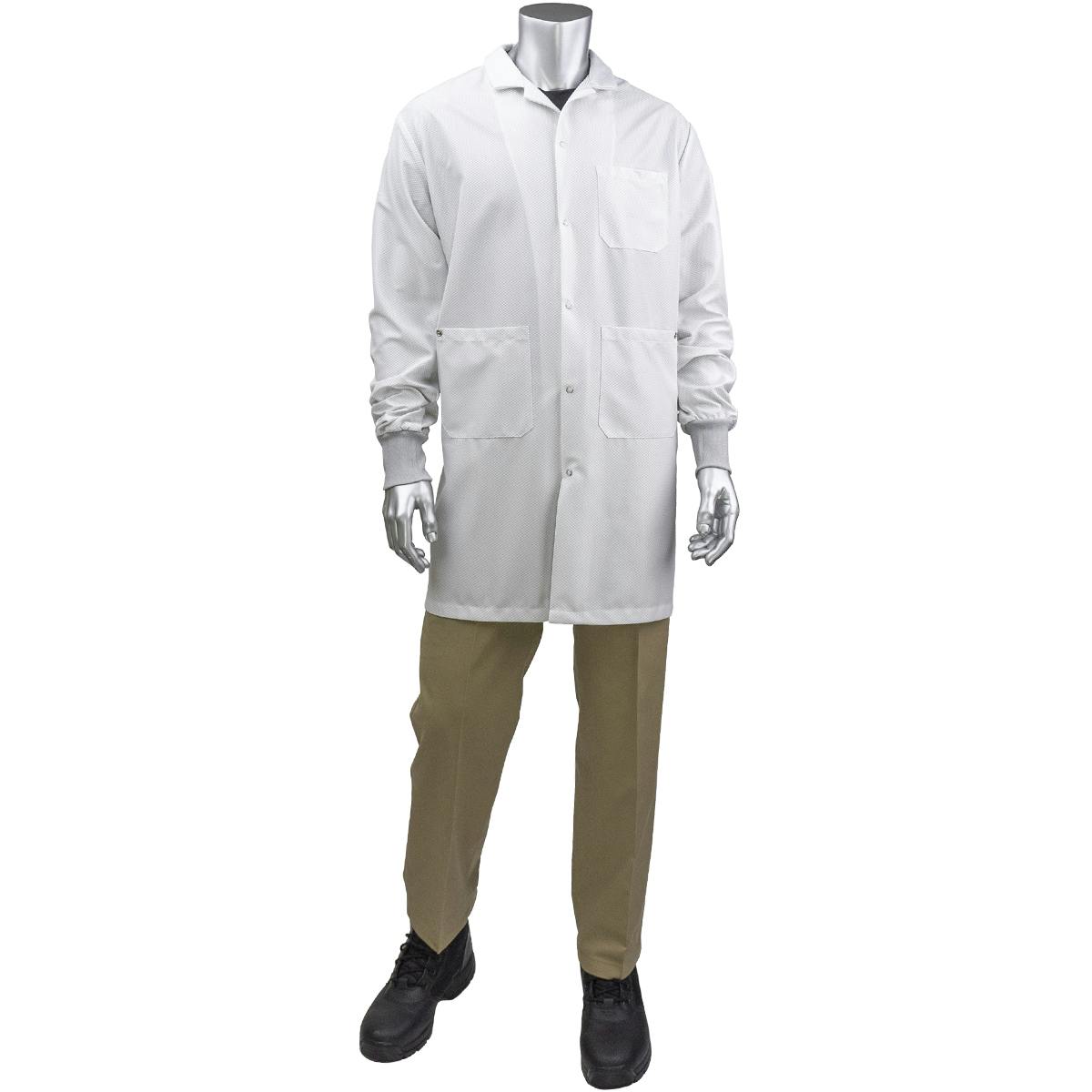 StatMaster Long ESD Labcoat - ESD Knit Cuff, White (BR51C-47WH)