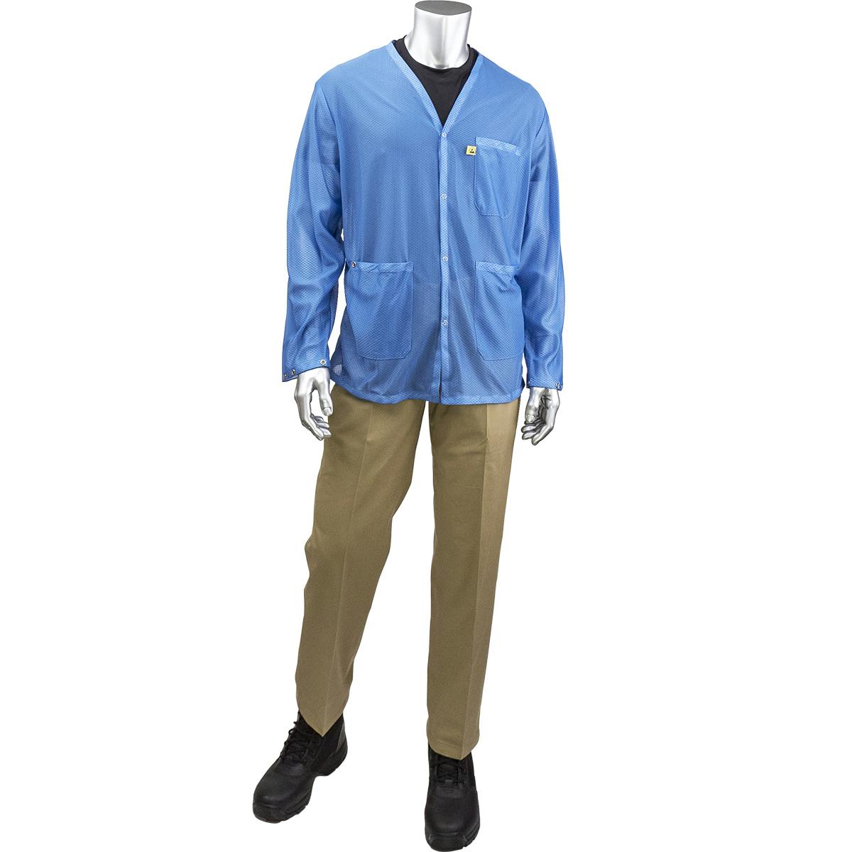 Short ESD Sheer Labcoat, Blue (BR8-42NB)