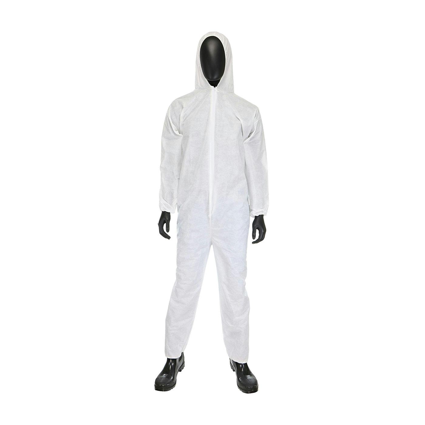 SMS Coverall with Hood Elastic Wrist & Ankle 42 gsm, White (C3856)