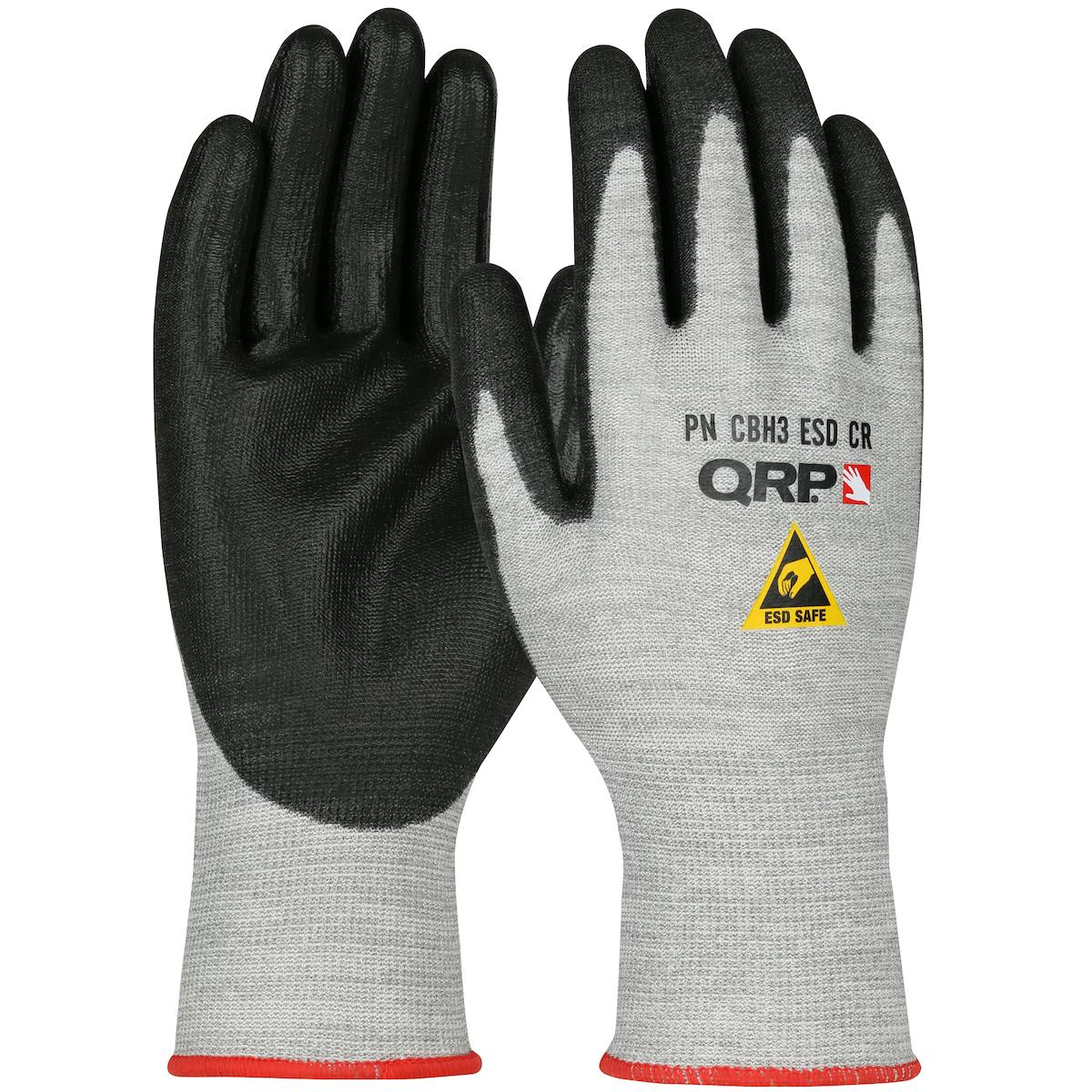 QRP® Qualakote® ESD Safe Seamless Knit Cut Resistant Glove with Polyurethane Coated Palm & Fingers (CBH3ESDCR)