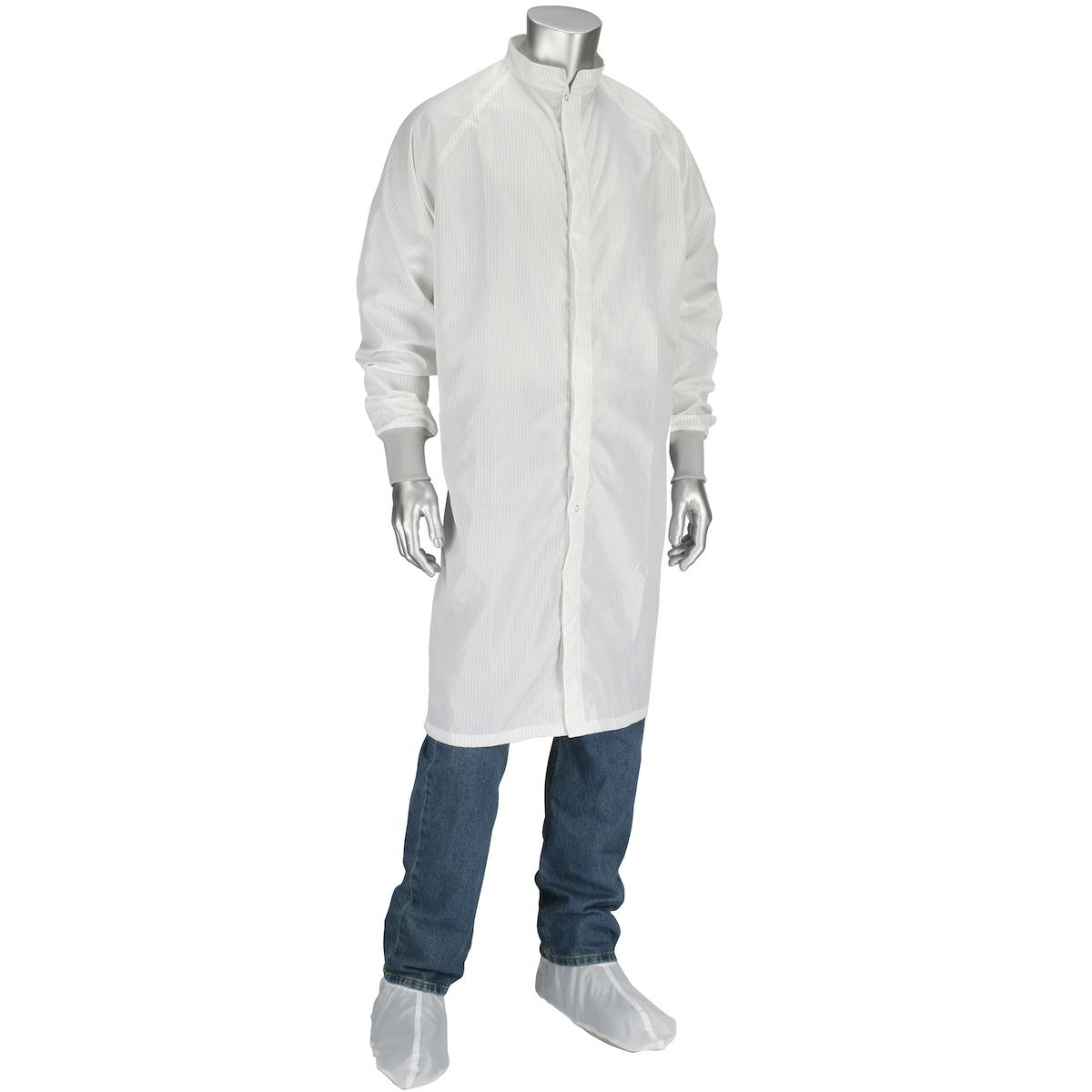 Ultimax Stripe ISO 3 (Class 1) Cleanroom Frock, White (CFRZC-16WH-5PK)