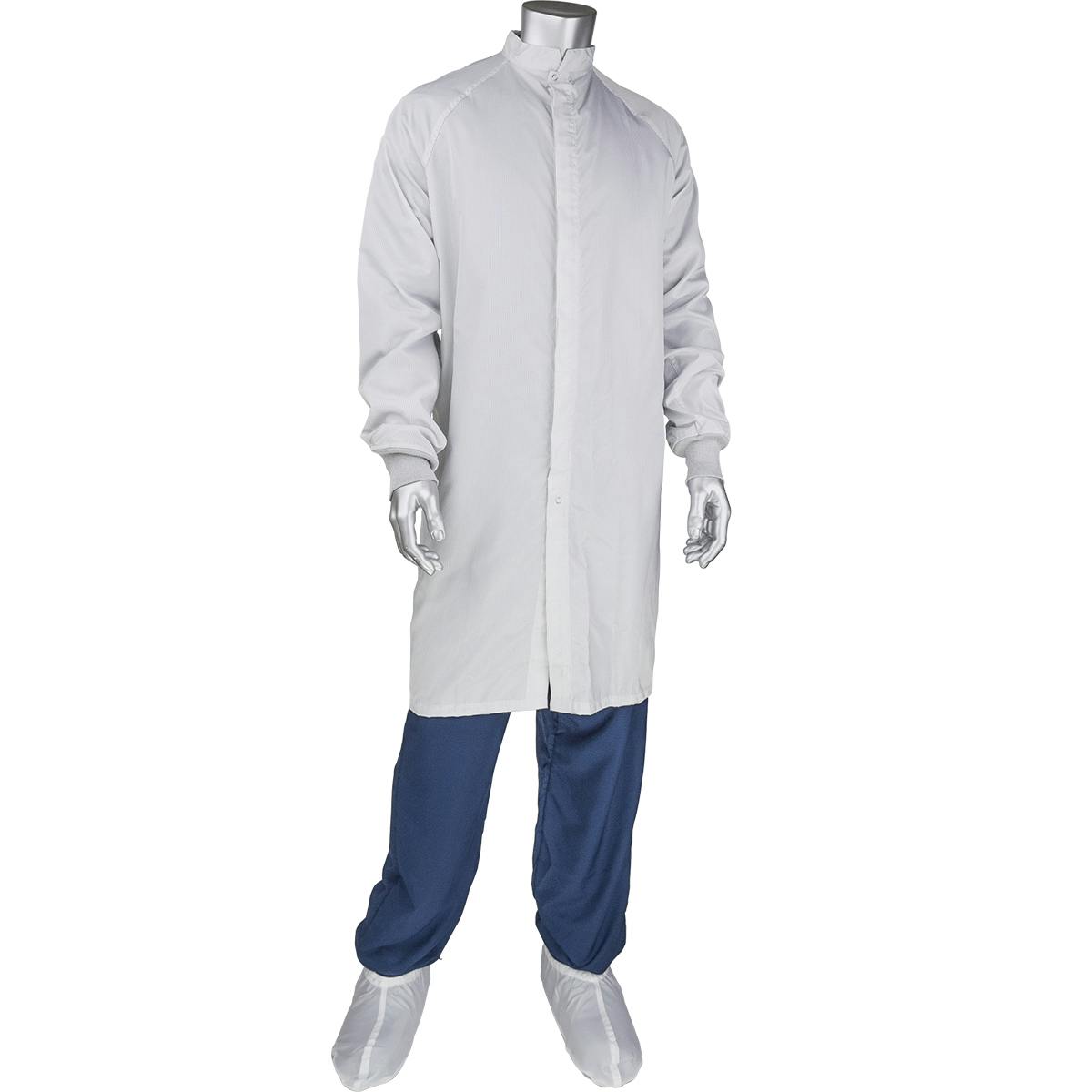 Disctek 2.5 Grid ISO 4 (Class 10) Cleanroom Frock, White (CFRZC-89WH)