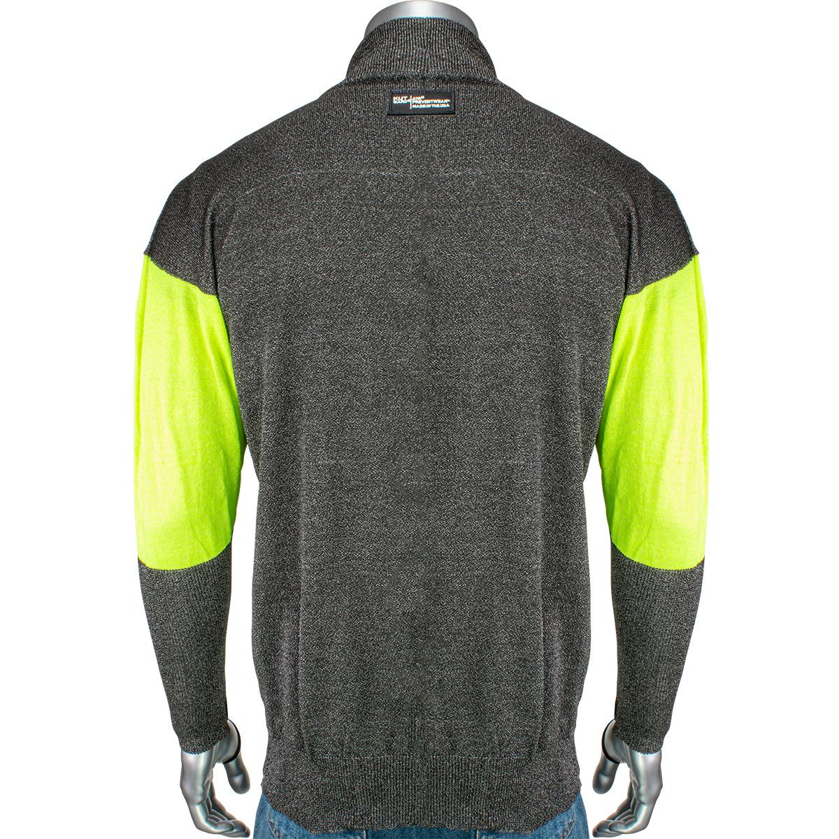 ATA® Blended Cut Resistant Jacket with Hi-Vis Sleeves and Thumb Loops, Dark Gray (J100SP-3CM-HVB-TL)