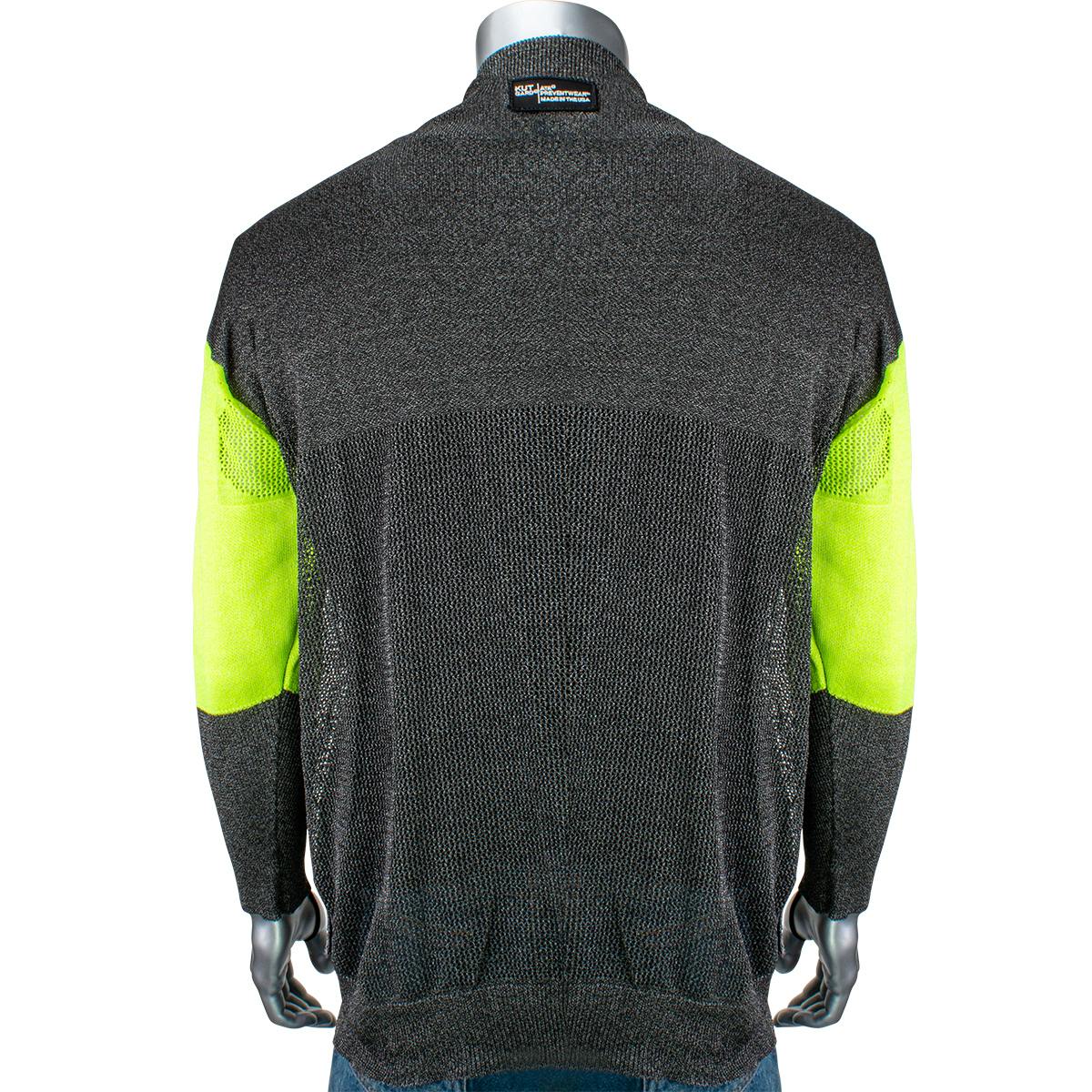 ATA® Blended Cut Resistant Pullover with Removable Belly Patch, Hi-Vis Sleeves and Thumb Loops, Dark Gray (P190BP-PP1-TL)