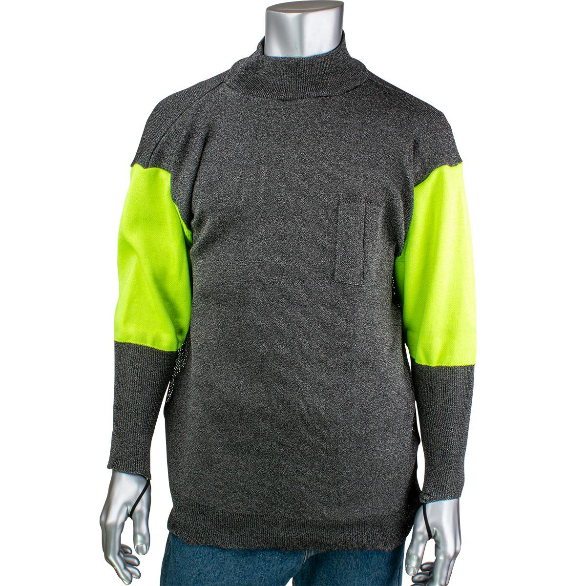 ATA® Blended Cut Resistant Pullover with Hi-Vis Sleeves, Dark Gray (P190SP3CMHVBUV-PP1TL)_1