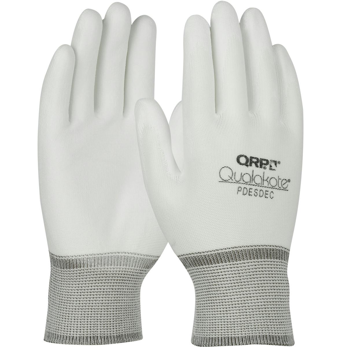 QRP® Qualakote® Seamless Knit Nylon Glove with Polyurethane Coated Microfoam Grip on Palm & Fingertips (PDESDEC)