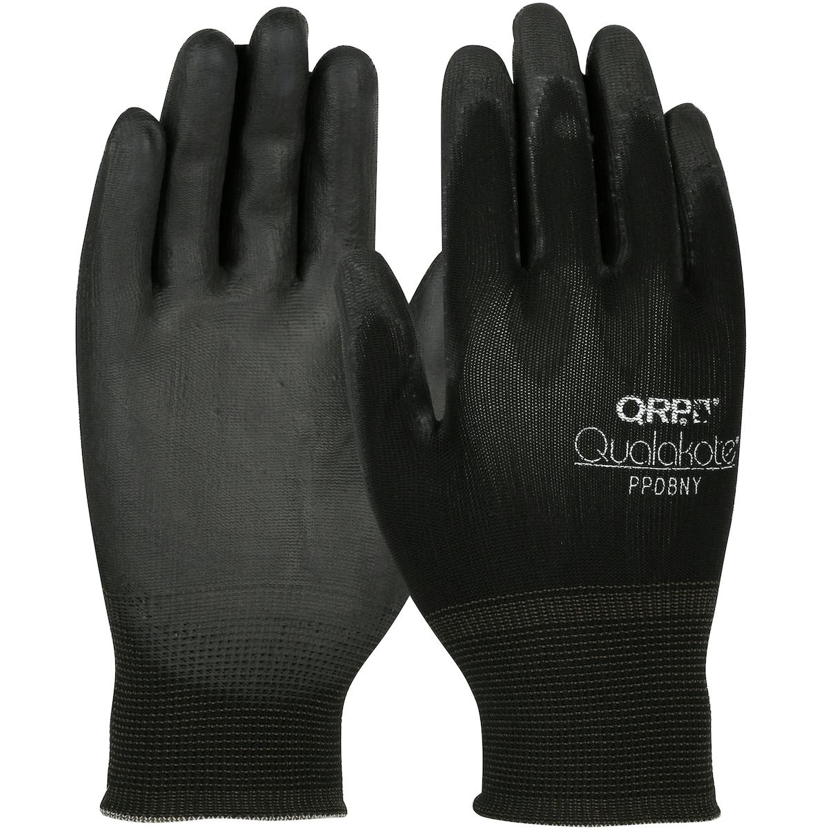 QRP® Qualakote® Seamless Knit Nylon Glove with Polyurethane Grip on Palm & Fingers (PPDBNY)