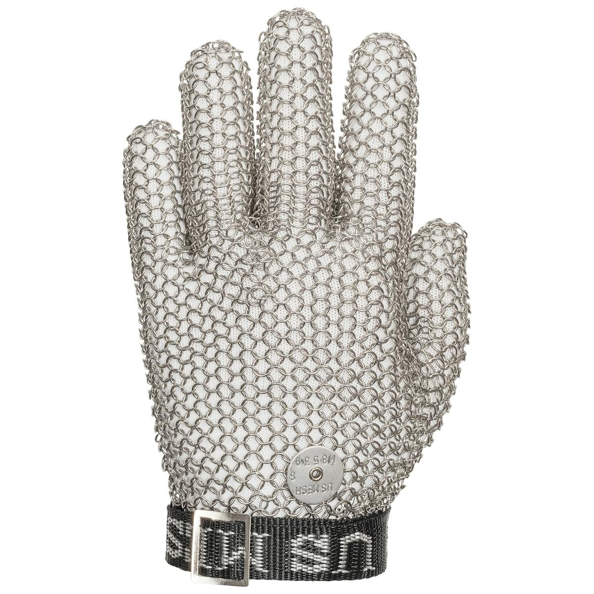 US Mesh® Large Ring Stainless Steel Mesh Glove with Adjustable Strap - Wrist Length (USM-1190)