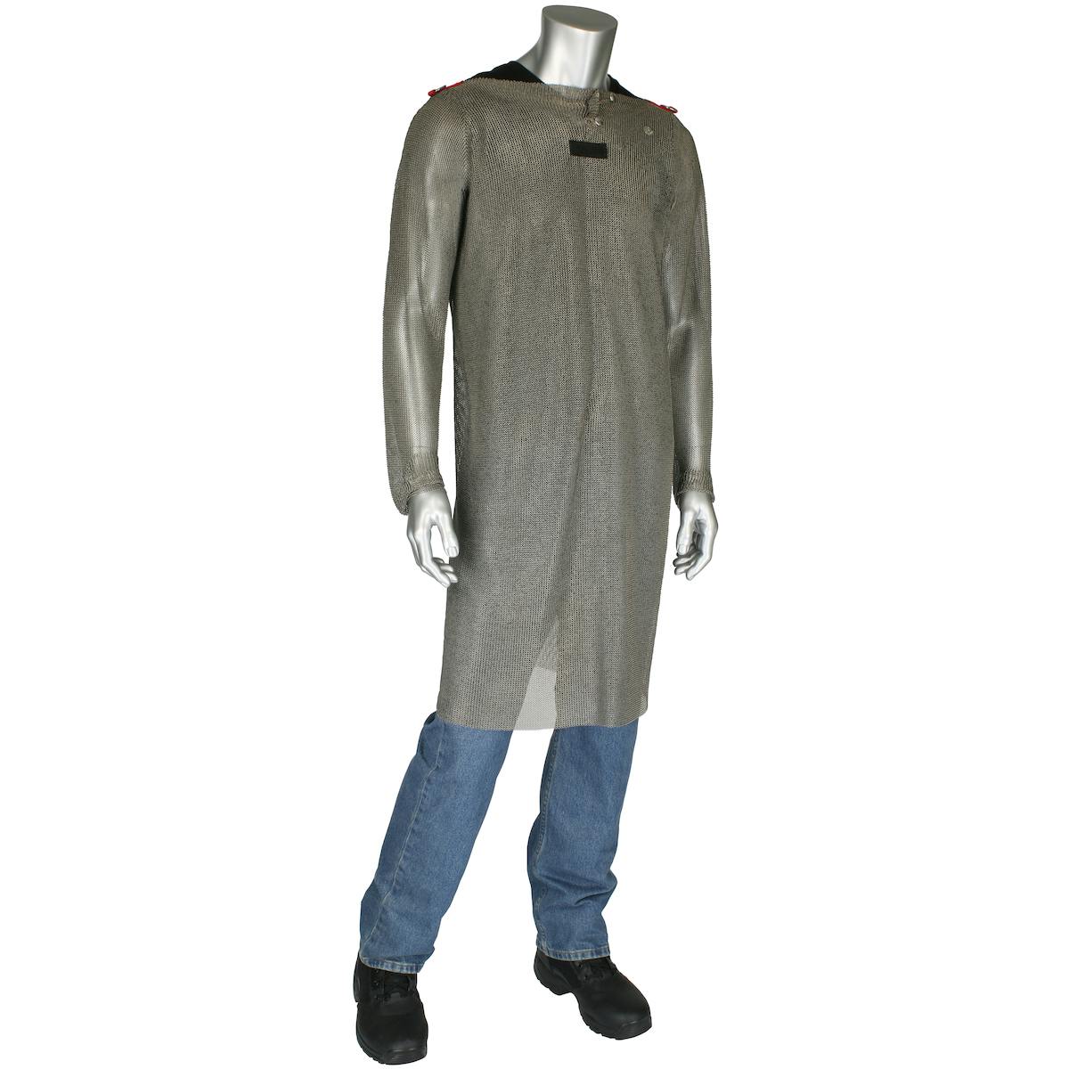 Titanium Wire Ring Mesh Full Body Tunic with Sleeves, Silver (USM-4301TI)_1