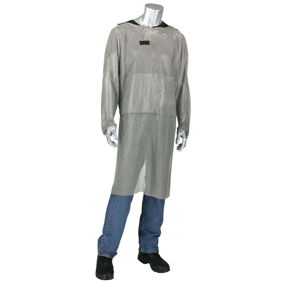 Stainless Steel Mesh Tunic with Extended Apron Front with Belly Guard, Silver (USM-4352L)_1