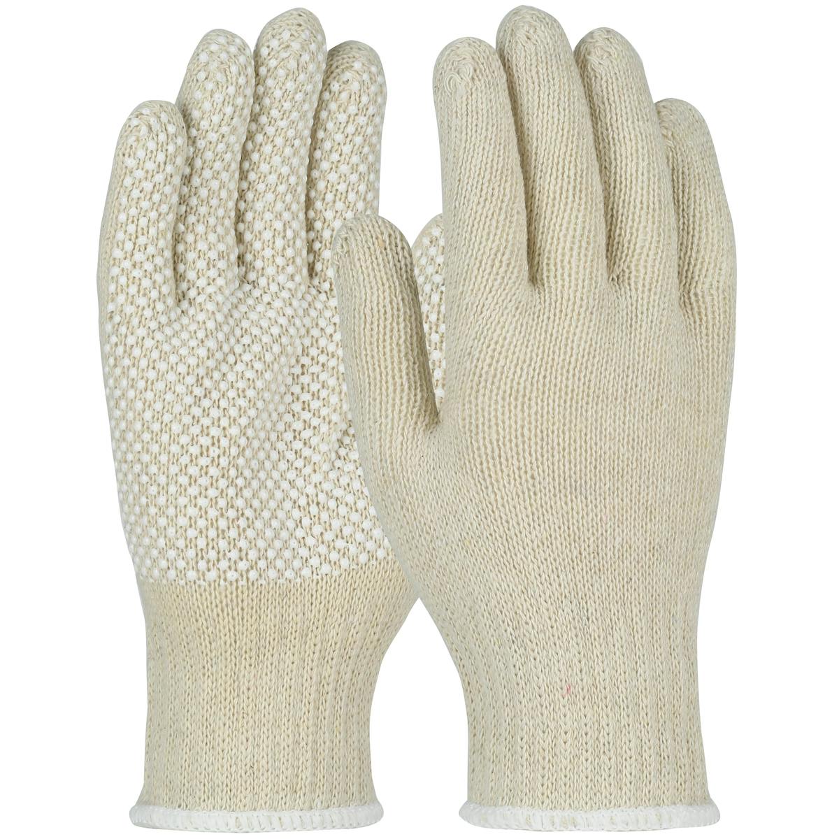 Heavy Weight Seamless Knit Cotton/Polyester Glove with PVC Dotted Grip, White (MU30-WHPD1) - S