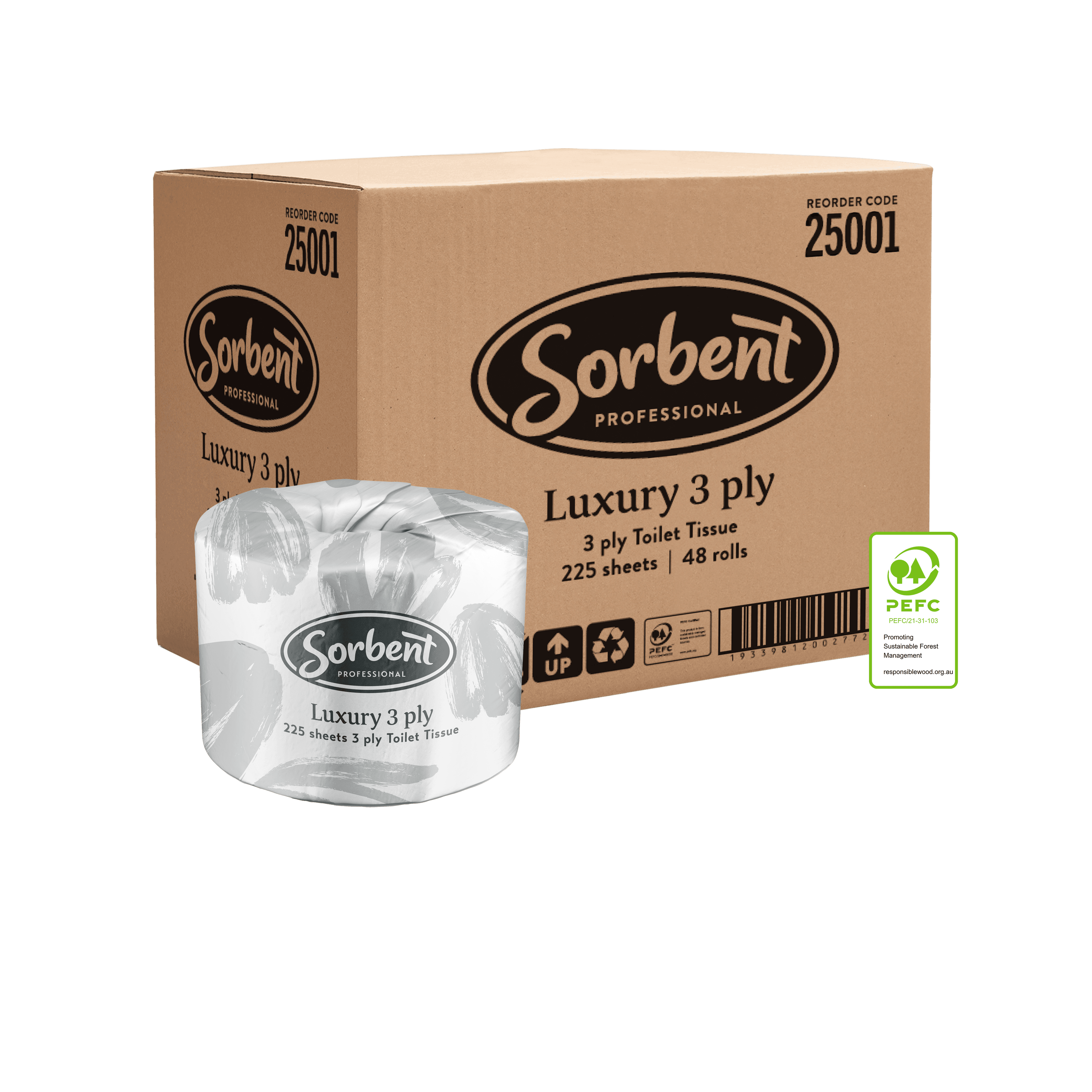 Sorbent Luxury Toilet Tissue 3ply 225 sheets