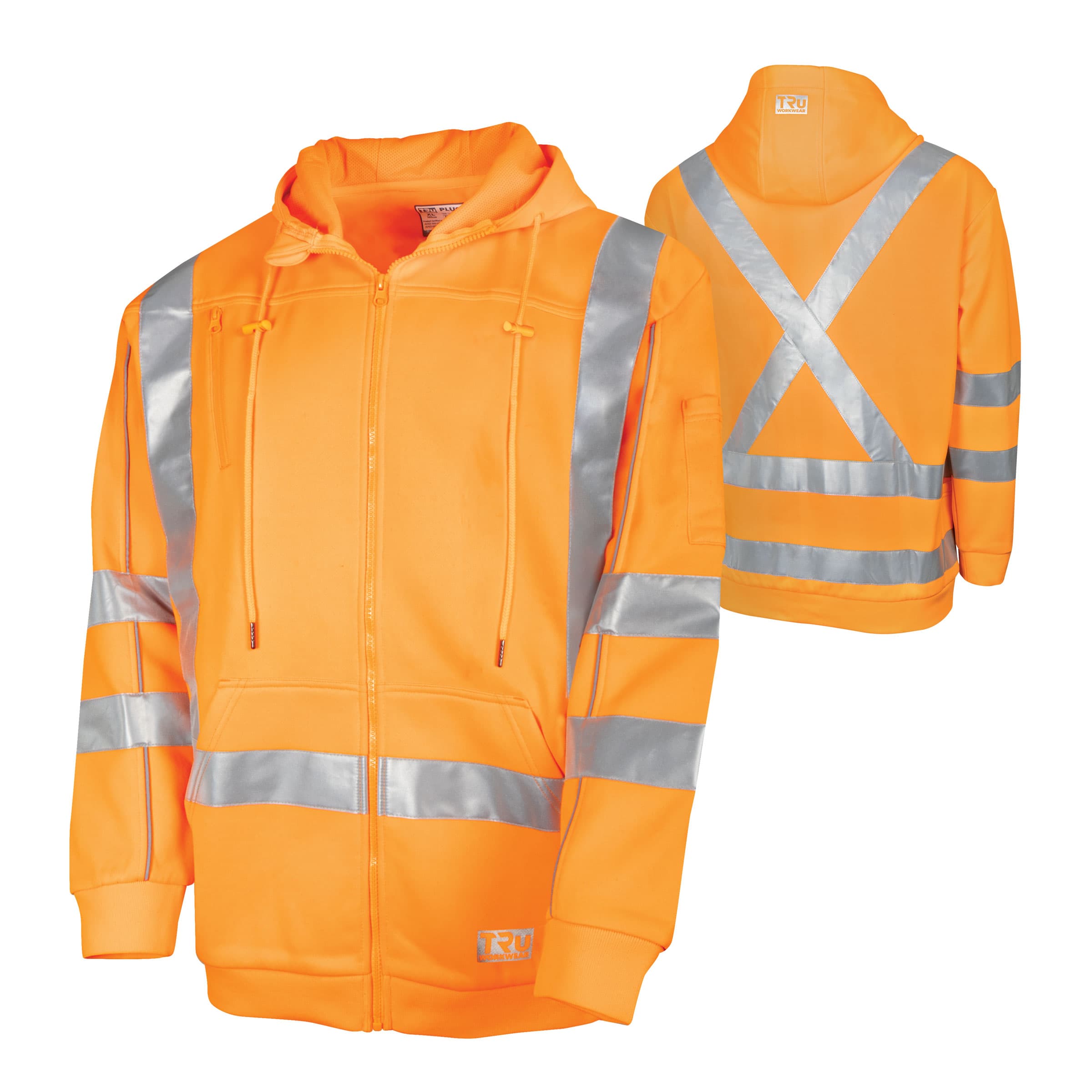 TRu Workwear Hoodie Polyester Fleece Water Repellent With Tru Reflective Tape X Back