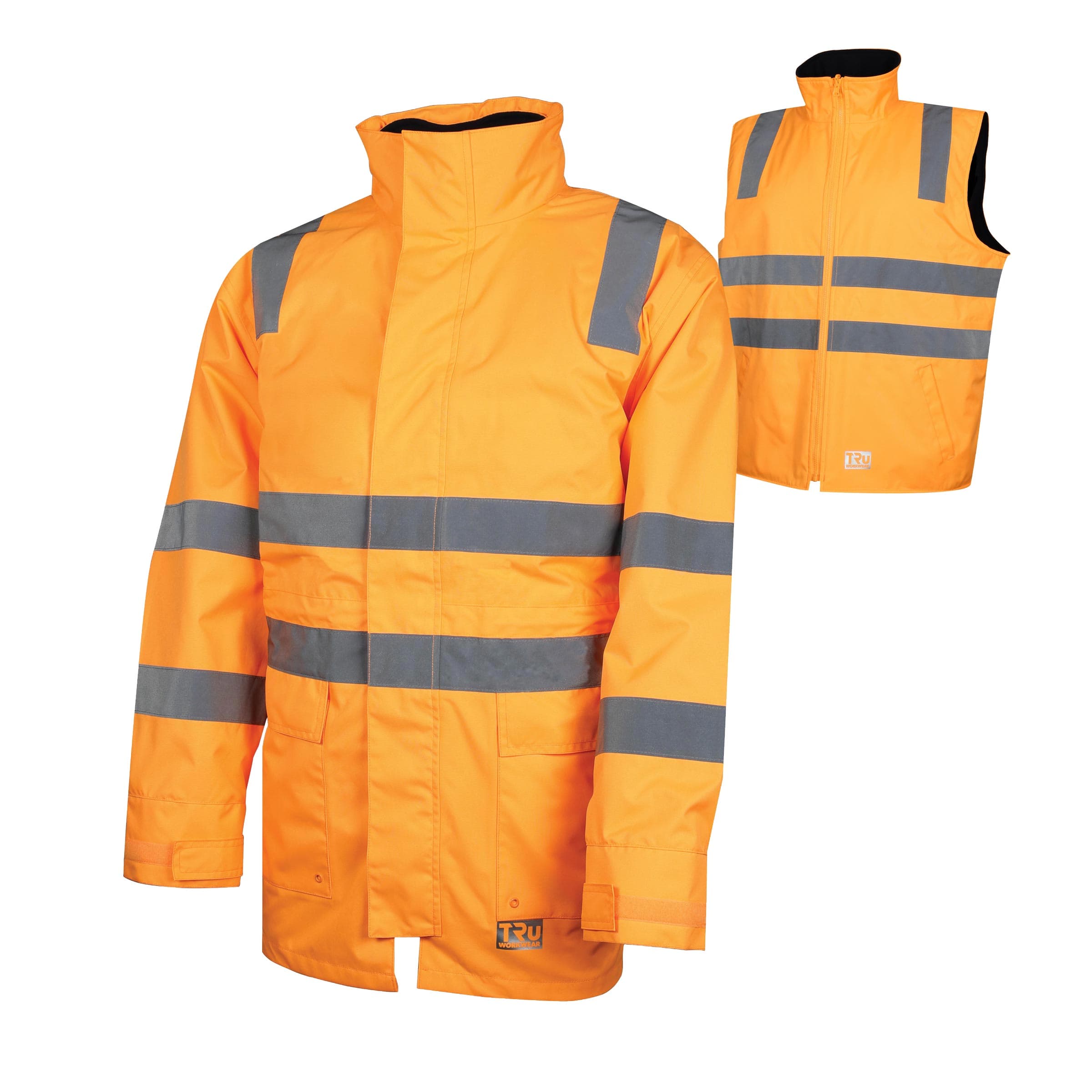 TRu Workwear Jacket 4 In 1 With Vest Poly Oxford With Reflective Tape To T4 Pattern (Vic Rail)