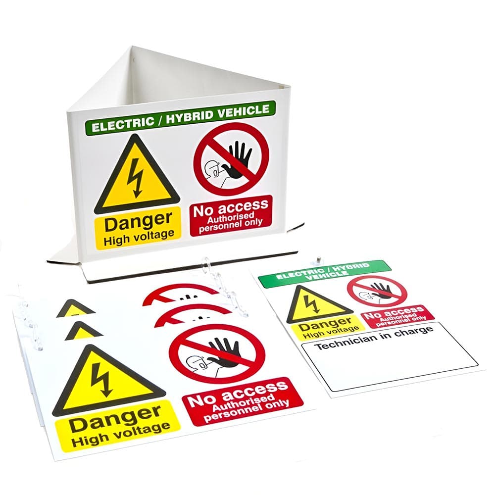 Volt Safety EV and Hybrid Warning Sign Kit 5 Pieces